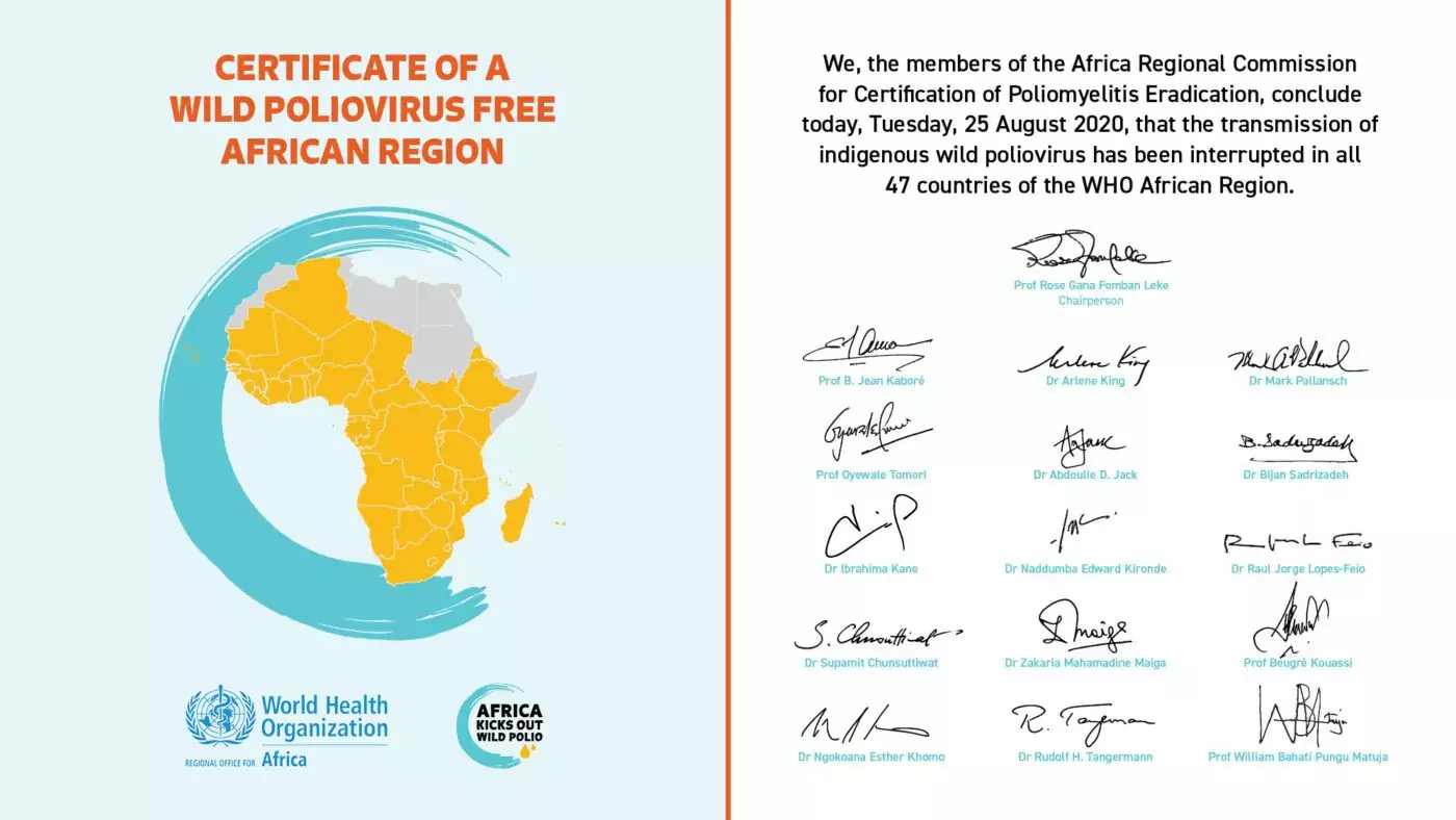 africa polio free certification